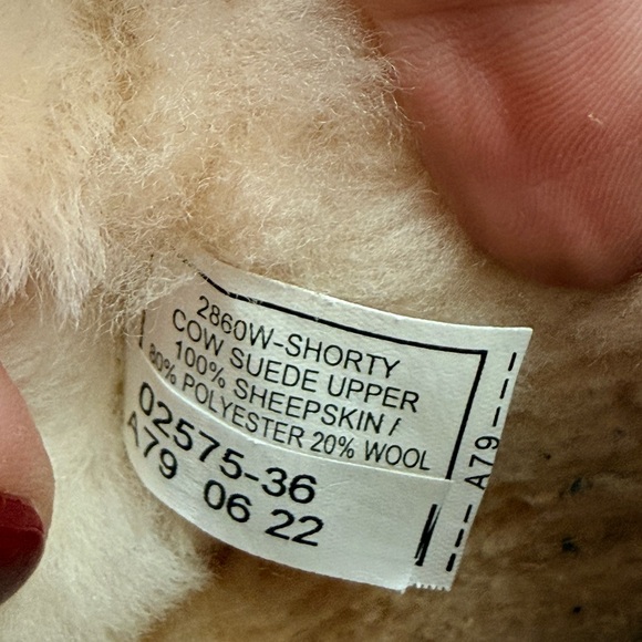 BearPaw Short Mini Ankle Boots Tan Suede Sheepskin Wool Size 7 - Picture 6 of 8
